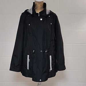 Details International Black with Grey fleece Accents Coat Jacket Zip off hood 2X